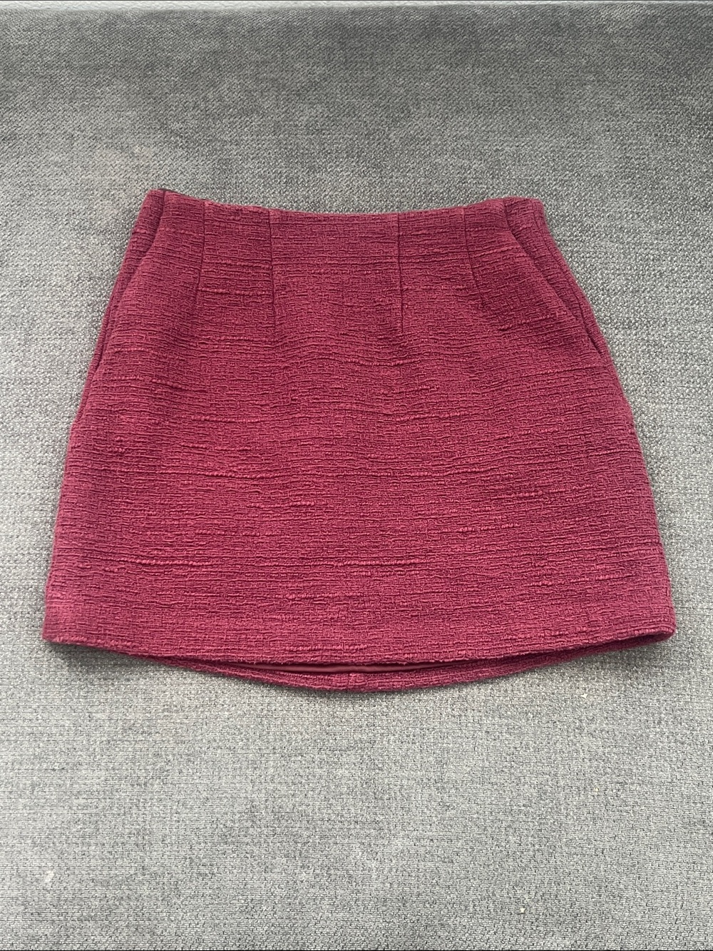 Babaton Textured Burgundy Mini Skirt